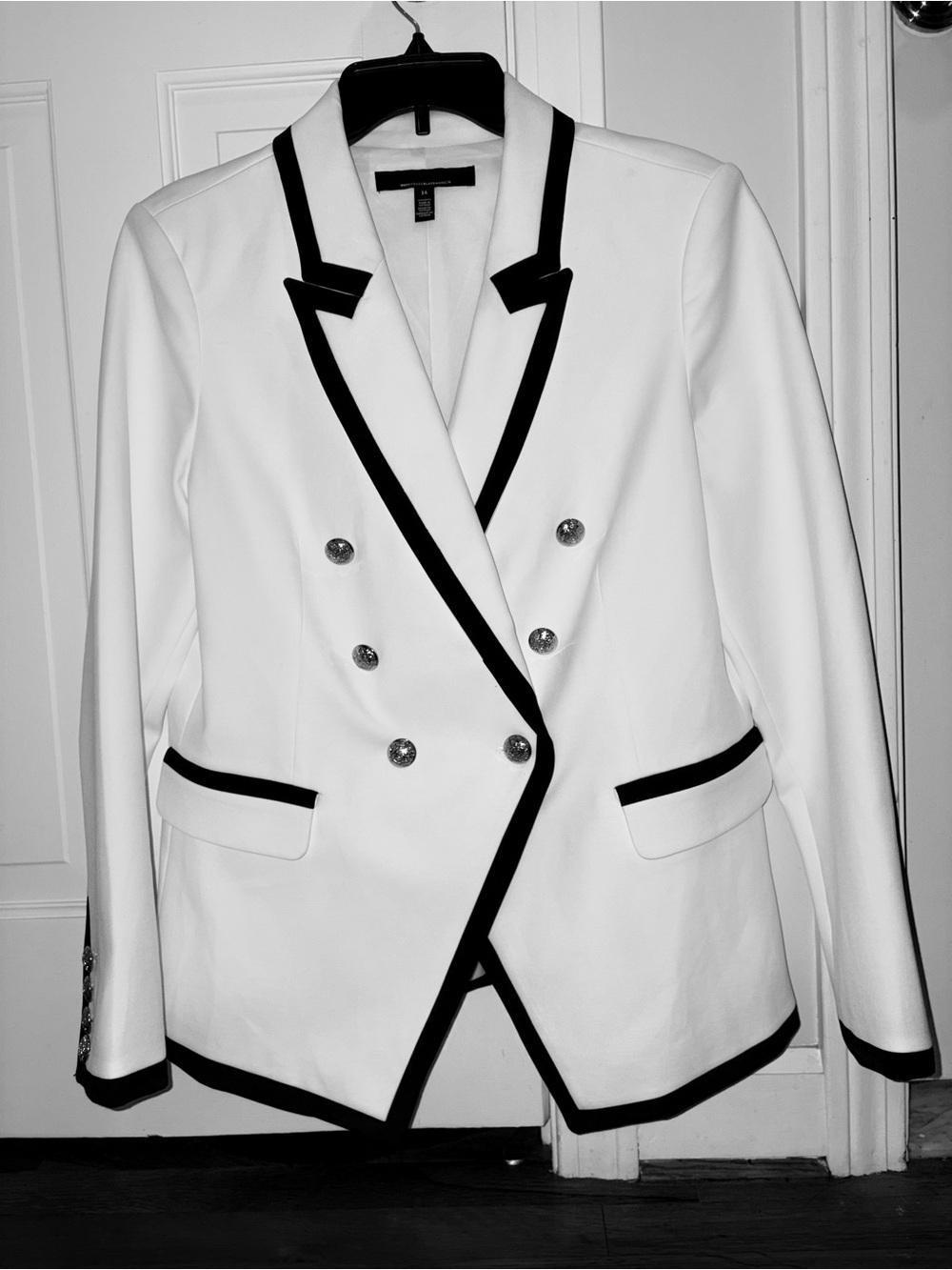 White House Black Market White Blazer with Black Trim